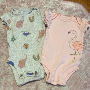 Charming Elephant and Flamingo Bodysuits